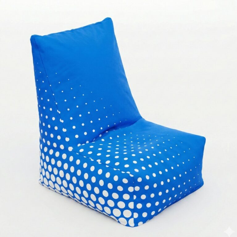 Klassischer Werbe-Sitzsack – ein klassischer Sitzsack (Pouf) mit Aufdruck für Chillout-Bereiche