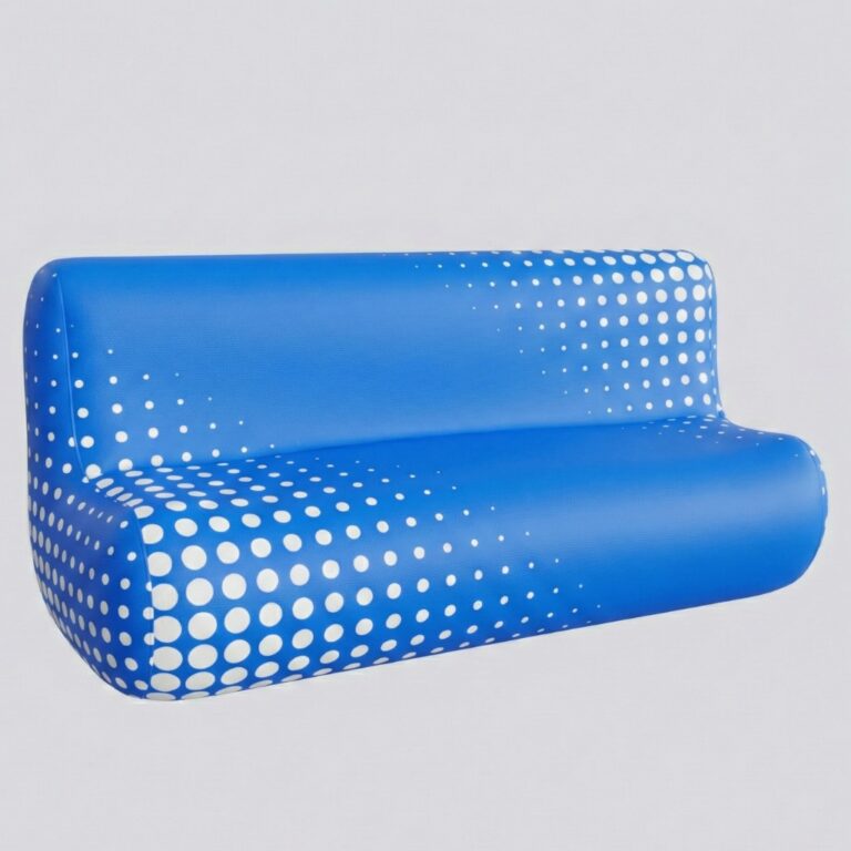 Adria – das luftdichte Werbesofa – ein gasdichtes, aufblasbares Sofa mit Aufdruck für Entspannungszonen