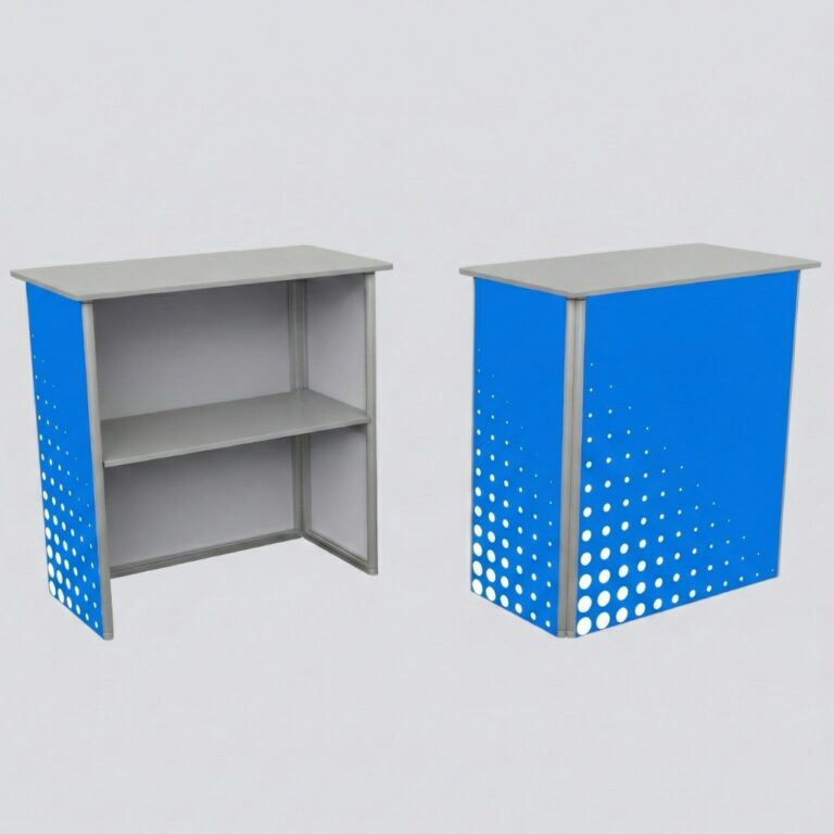 Faltbarer Werbeständer mit Aufsatz – ein tragbarer Event-Counter mit Personalisierungsmöglichkeit (einfacher Transport)